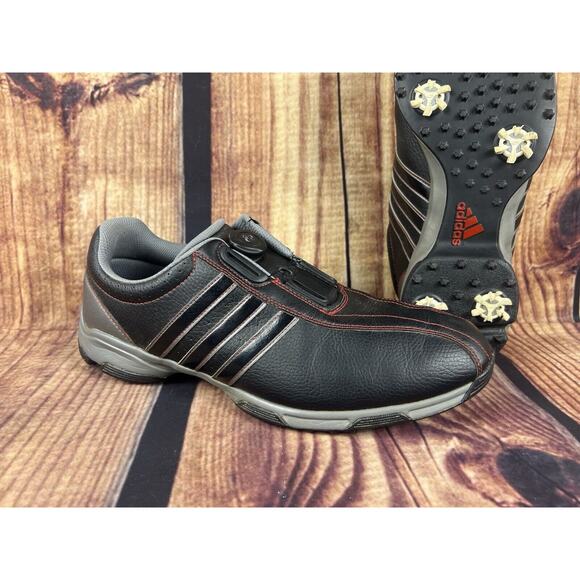 Adidas 360 Traxion Men’s 12 Golf Shoes BOA Black Red Athletic Sneaker Leather - Picture 1 of 8